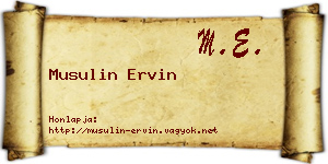 Musulin Ervin névjegykártya